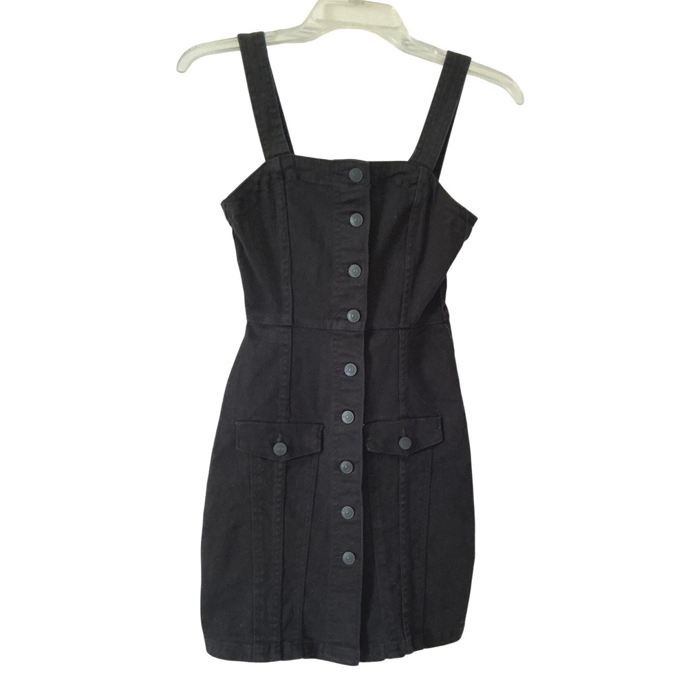 H&M Black Button-Front Mini Dress
